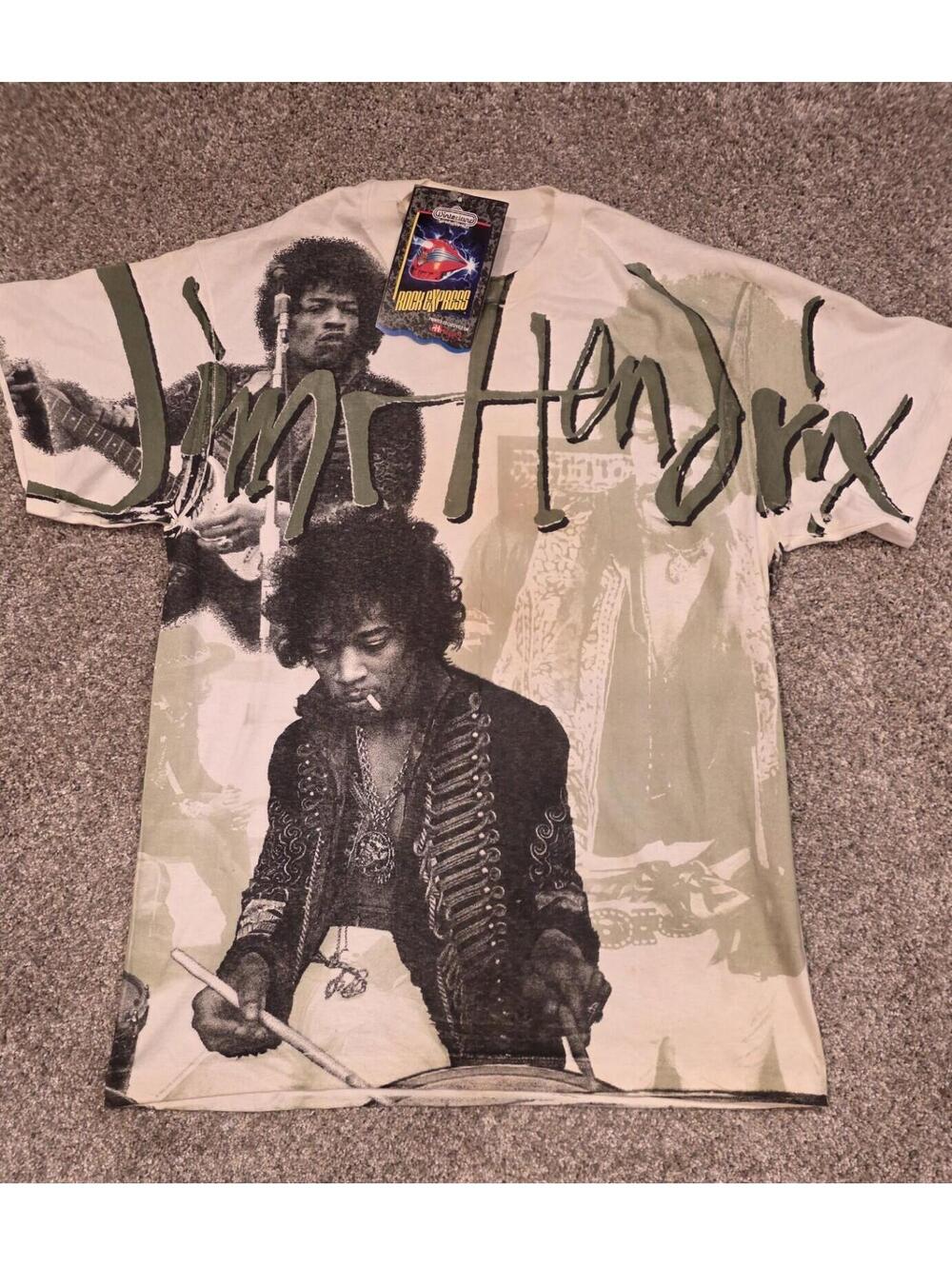 Rare NWT True Vintage 1994 Jimi Hendrix All Over Print Single T-SHIRT L AOP Tour